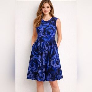 Boden 100% Silk Floral Blue Dress Floral Shift Dress Fairycore Sz 14